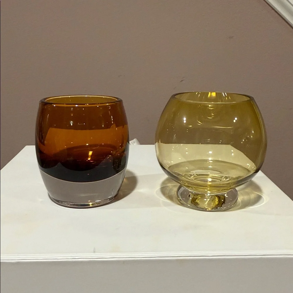 Crate&Barrel Glass Votive Holder, Set of 2
